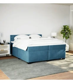 Boxspring met matras fluweel blauw 200x200 cm