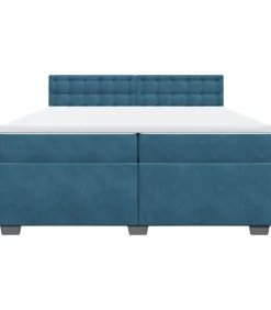 Boxspring met matras fluweel blauw 200x200 cm