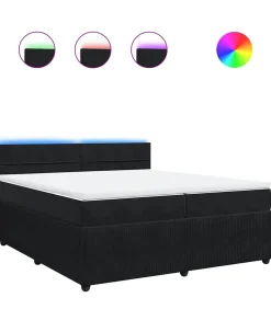 Boxspring met matras fluweel zwart 200x200 cm
