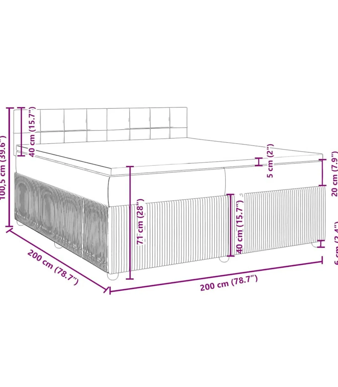 Boxspring met matras fluweel blauw 200x200 cm