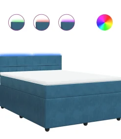 Boxspring met matras fluweel blauw 160x200 cm
