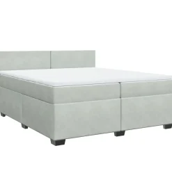 Boxspring met matras fluweel lichtgrijs 200x200 cm