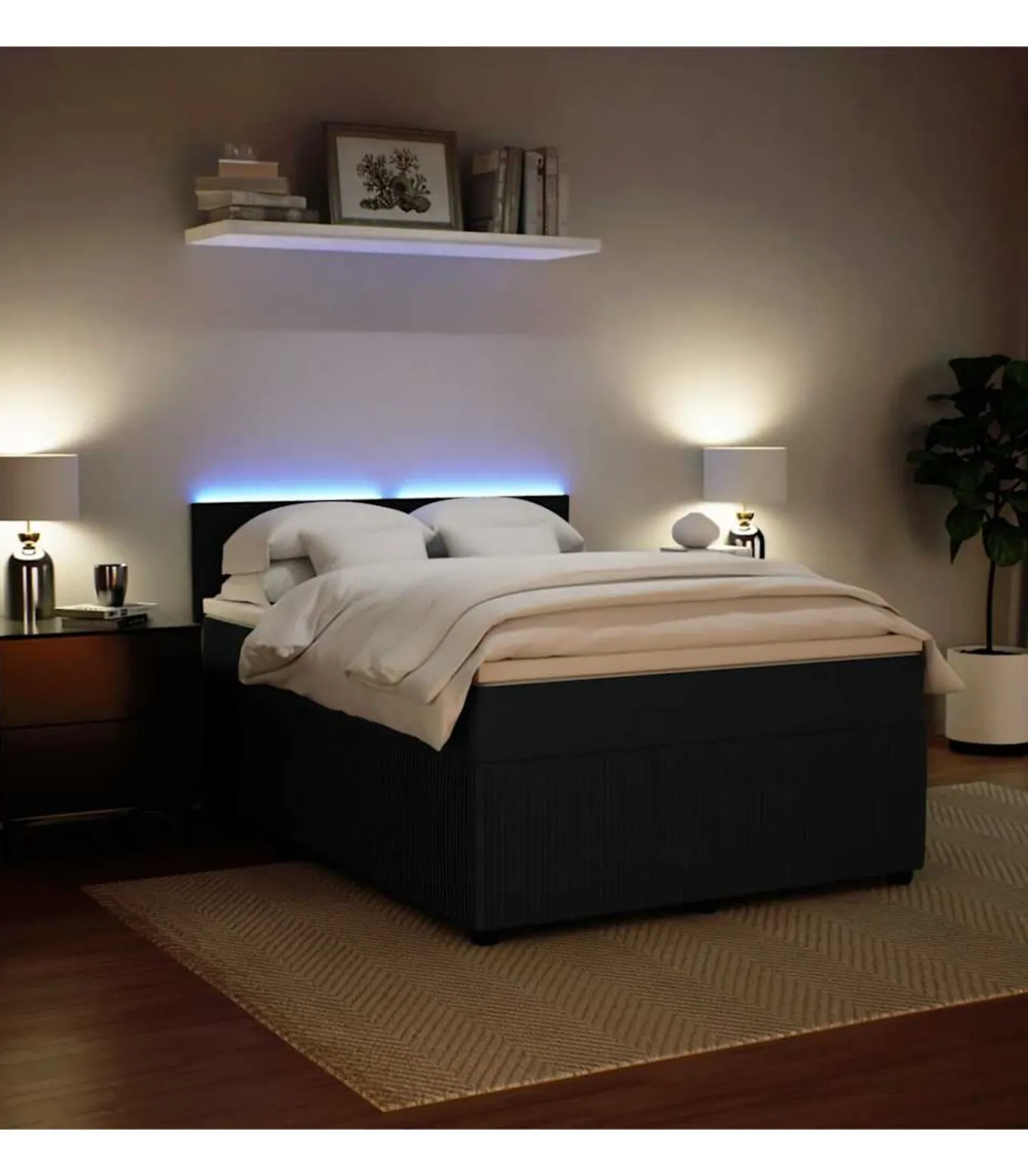 Boxspring met matras fluweel zwart 140x200 cm