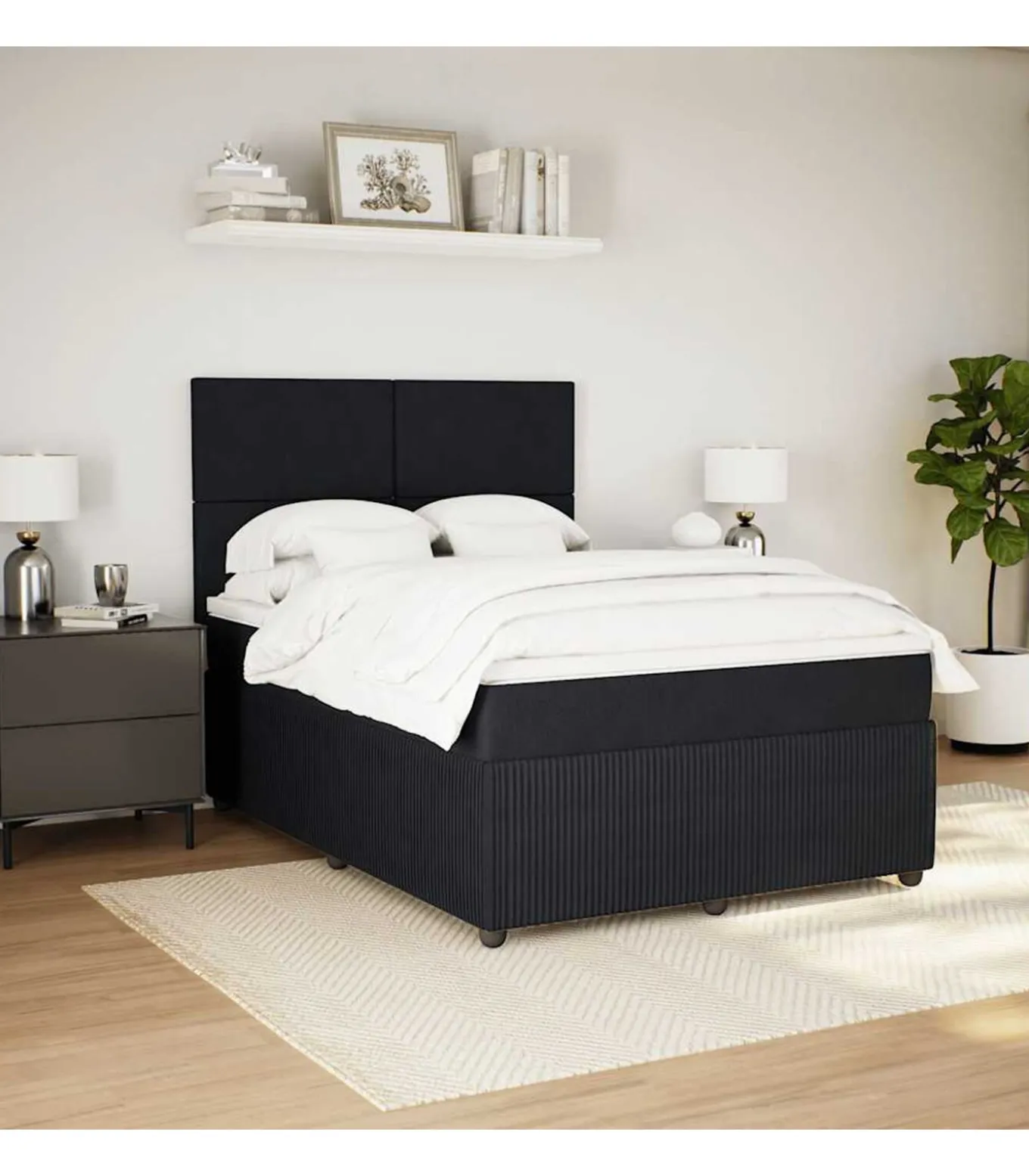 Boxspring met matras fluweel zwart 140x200 cm