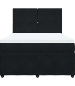 Boxspring met matras fluweel zwart 140x200 cm