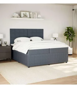 Boxspring met matras fluweel donkergrijs 200x200 cm