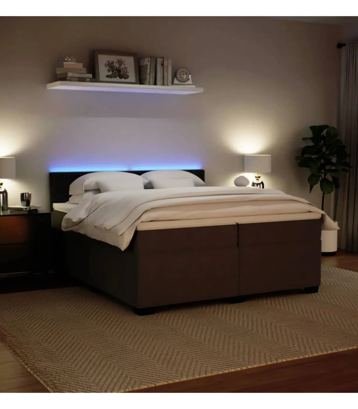 Boxspring met matras fluweel lichtgrijs 200x200 cm