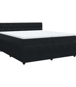 Boxspring met matras fluweel zwart 200x200 cm