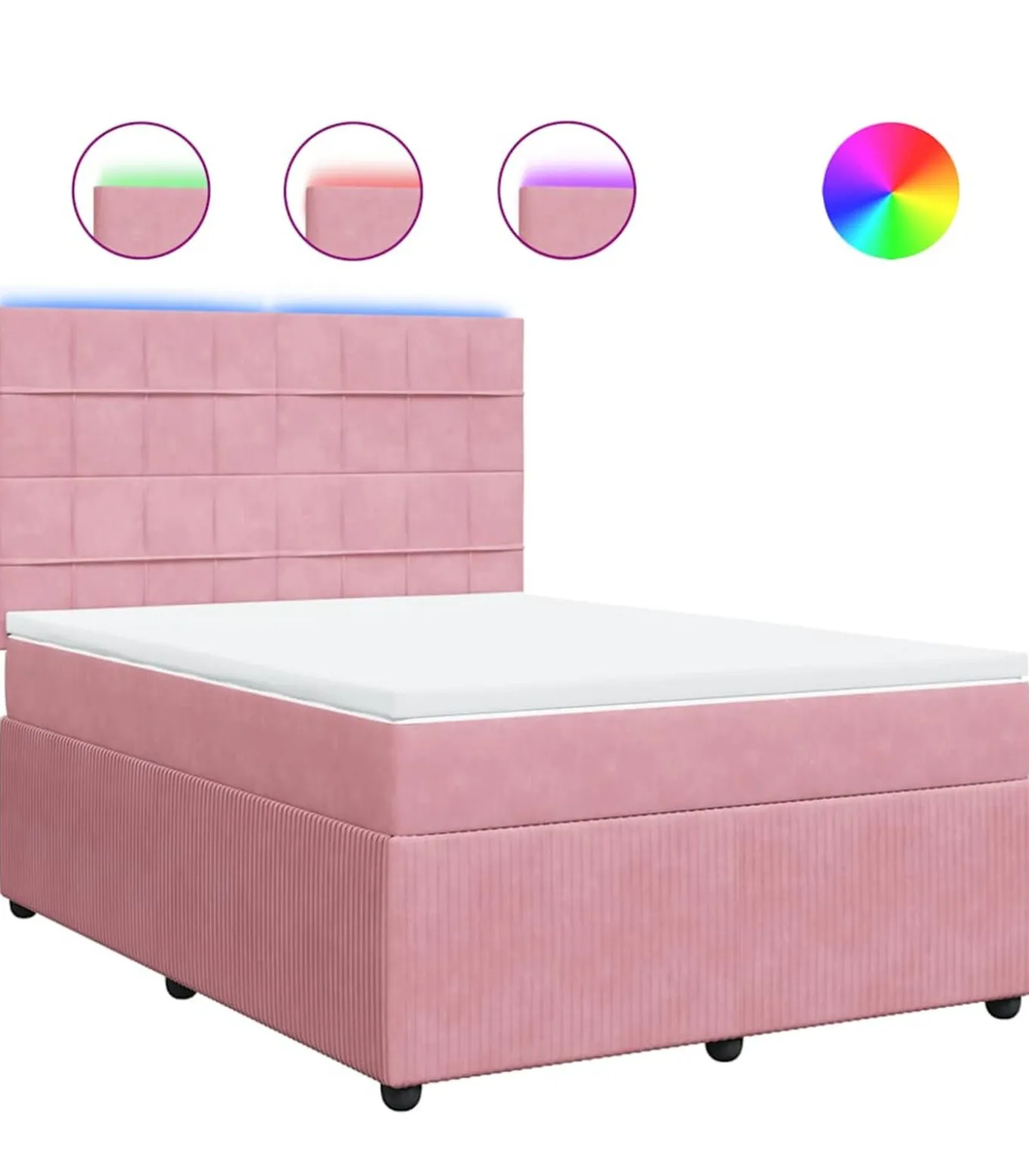 Boxspring met matras fluweel roze 140x200 cm