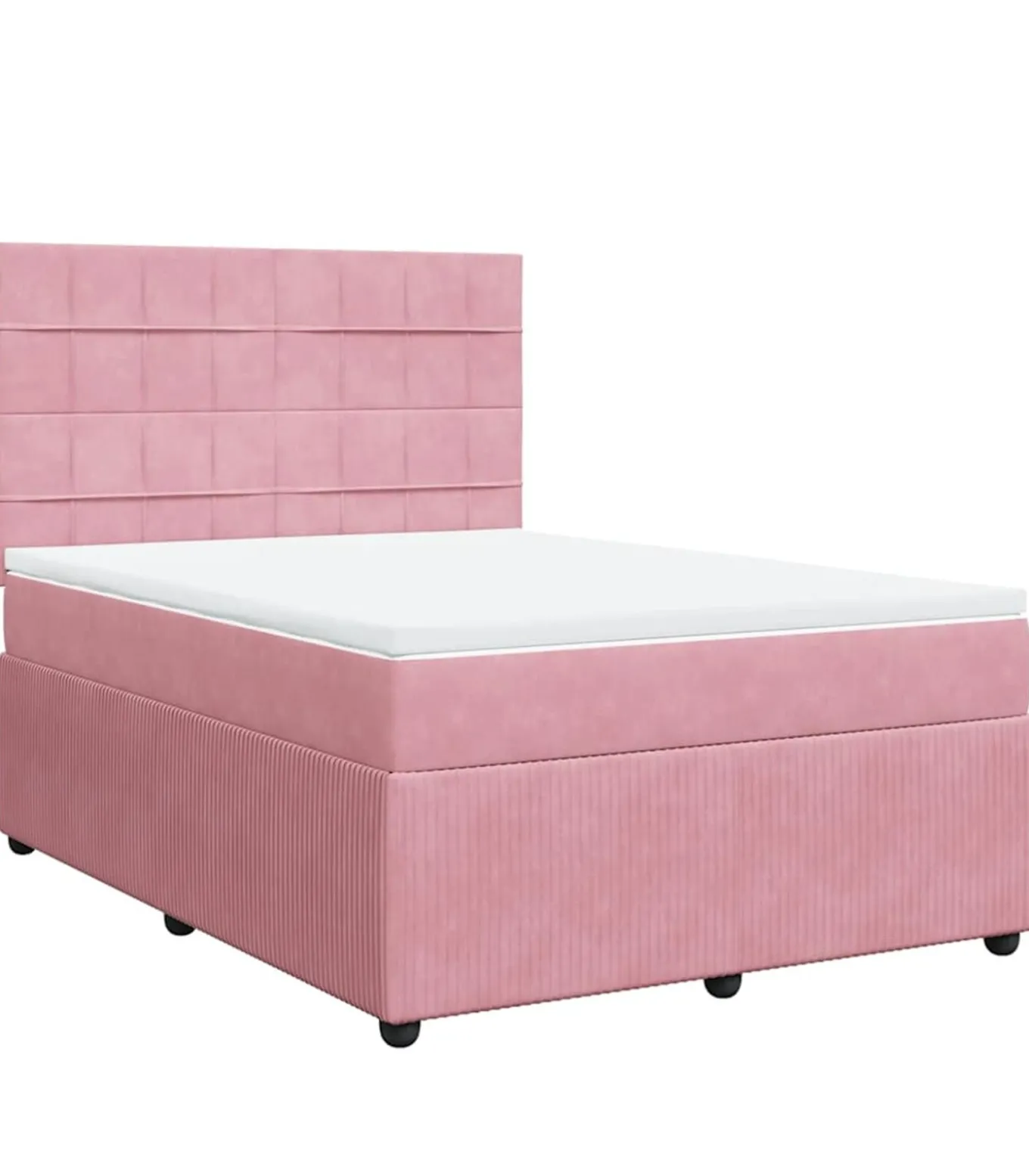 Boxspring met matras fluweel roze 140x200 cm