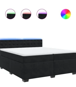Boxspring met matras fluweel zwart 200x200 cm