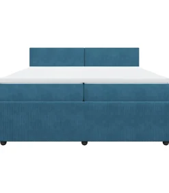 Boxspring met matras fluweel blauw 200x200 cm