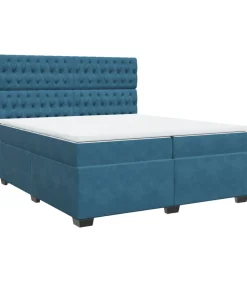 Boxspring met matras fluweel blauw 200x200 cm