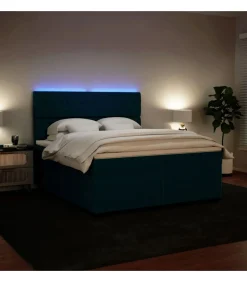 Boxspring met matras fluweel blauw 200x200 cm
