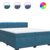Boxspring met matras fluweel blauw 200x200 cm