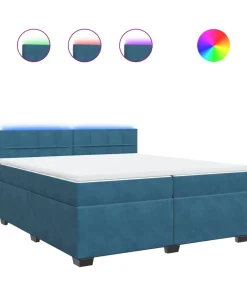 Boxspring met matras fluweel blauw 200x200 cm