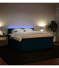 Boxspring met matras fluweel blauw 200x200 cm
