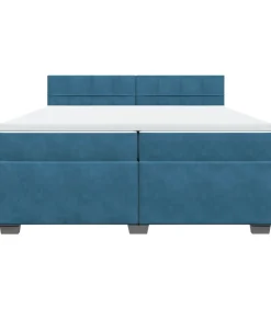 Boxspring met matras fluweel blauw 200x200 cm