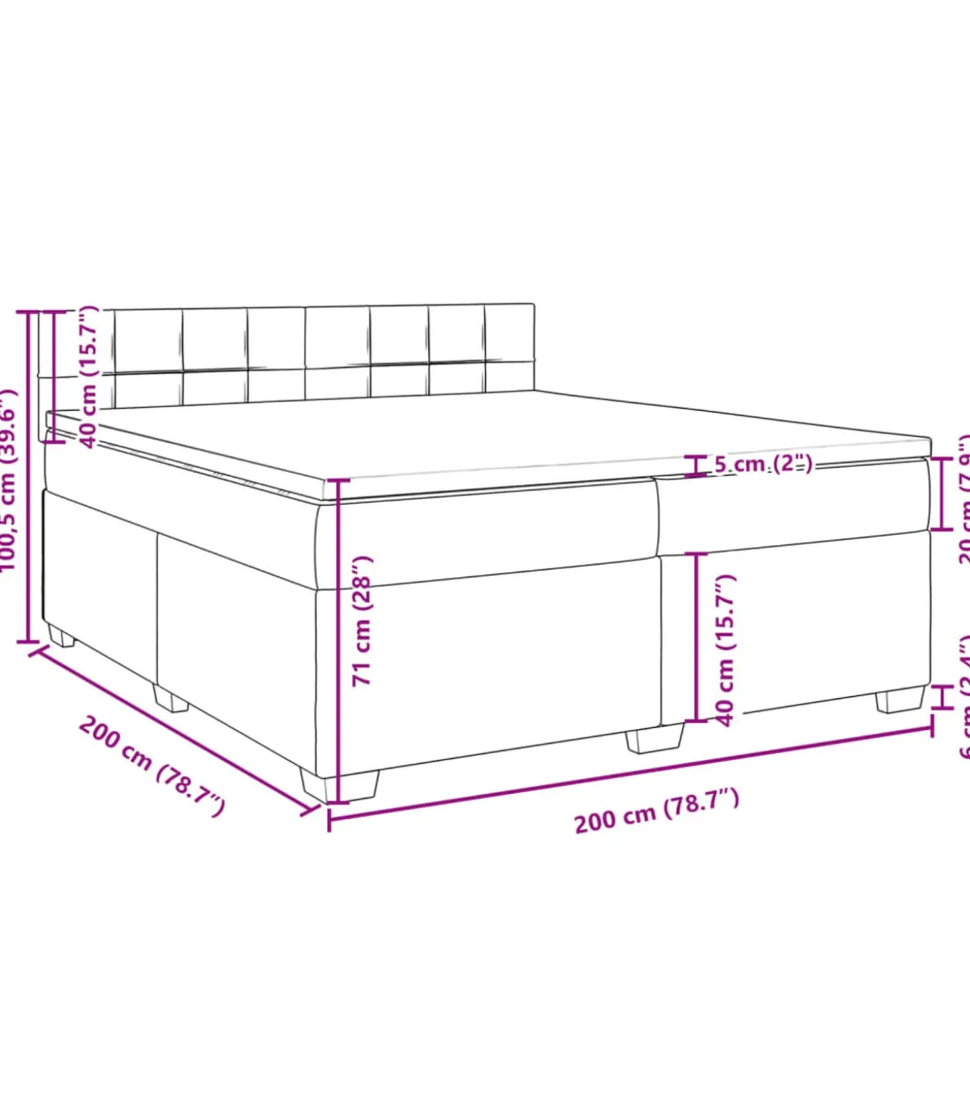 Boxspring met matras fluweel blauw 200x200 cm