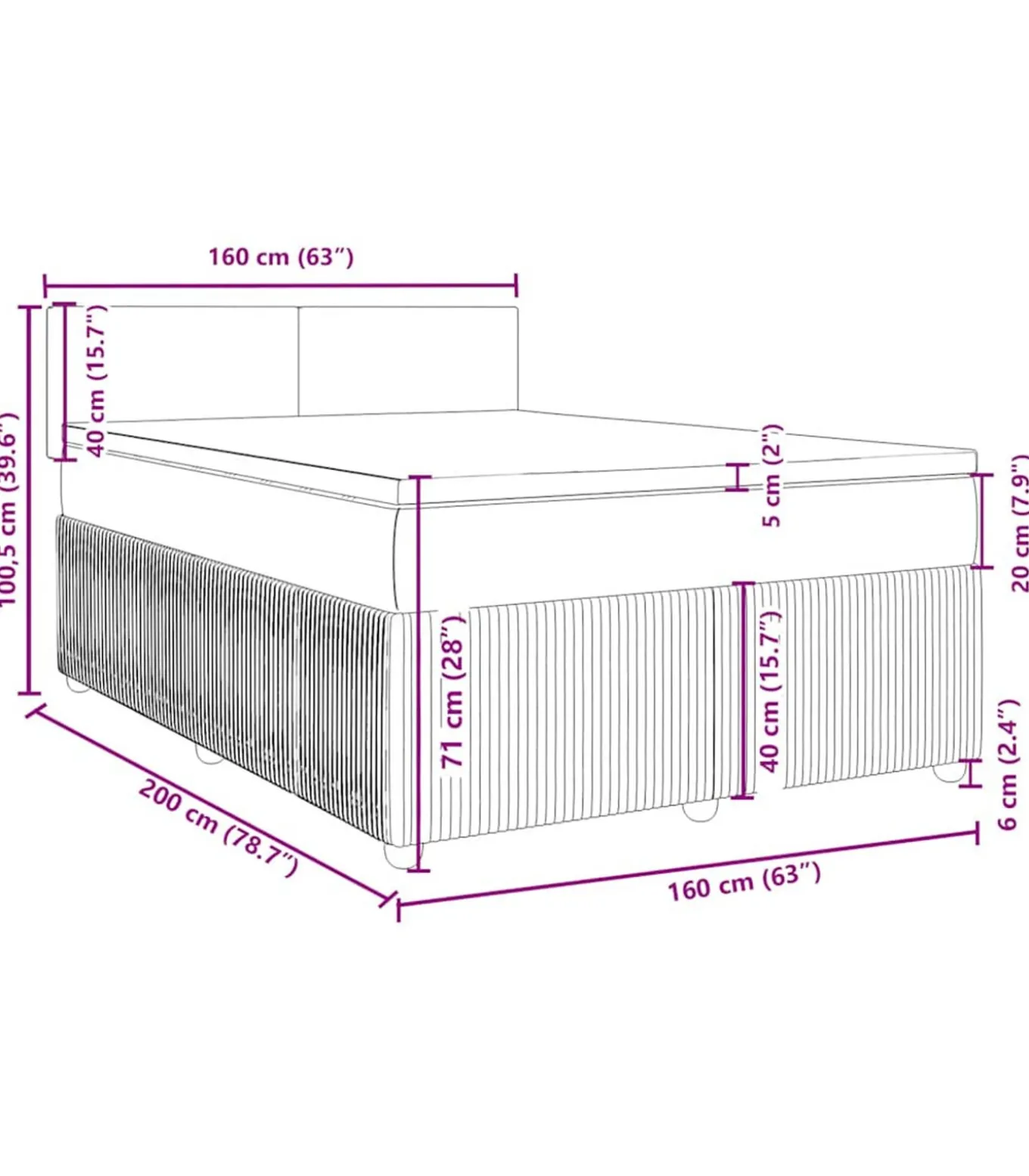 Boxspring met matras fluweel blauw 160x200 cm