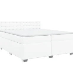 Boxspring met matras kunstleer wit 200x200 cm