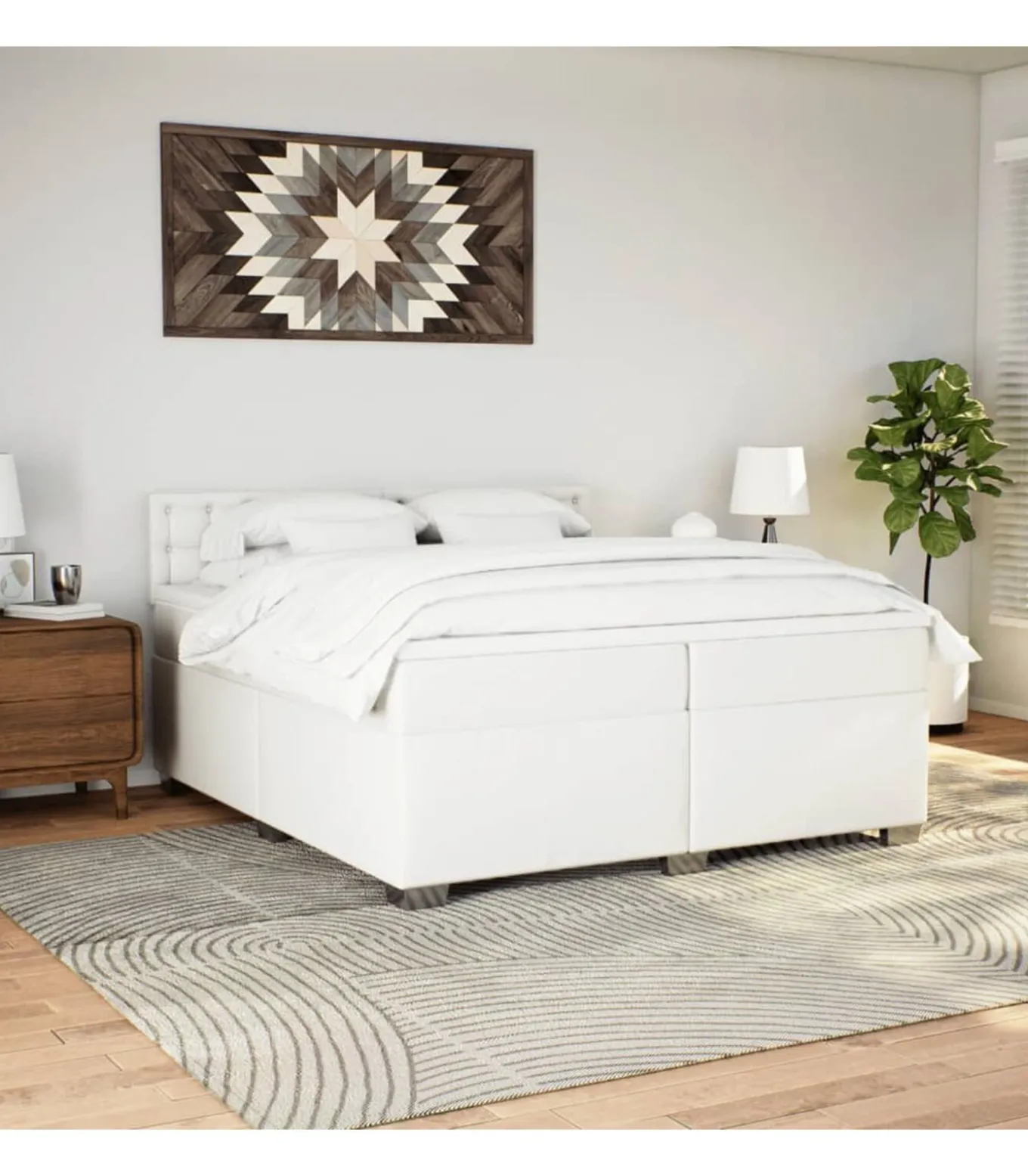 Boxspring met matras kunstleer wit 200x200 cm