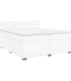 Boxspring met matras kunstleer wit 200x200 cm