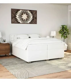 Boxspring met matras kunstleer wit 200x200 cm