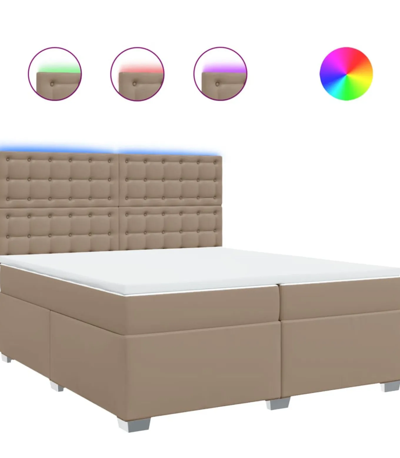 Boxspring met matras kunstleer cappuccinokleurig 200x200 cm