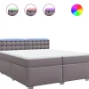 Boxspring met matras kunstleer grijs 200x200 cm