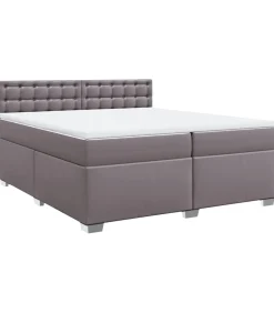 Boxspring met matras kunstleer grijs 200x200 cm