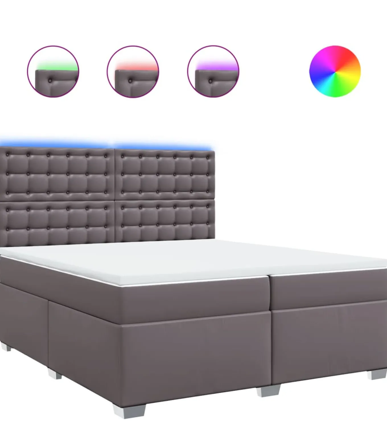 Boxspring met matras kunstleer grijs 200x200 cm