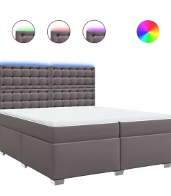 Boxspring met matras kunstleer grijs 200x200 cm