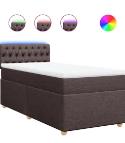 Boxspring met matras stof donkerbruin 90x200 cm