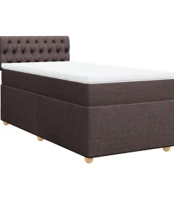 Boxspring met matras stof donkerbruin 90x200 cm