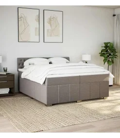 Boxspring met matras stof taupe 200x200 cm