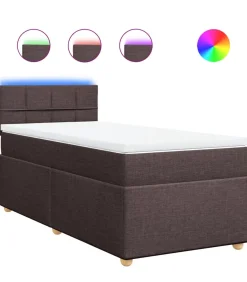 Boxspring met matras stof donkerbruin 90x200 cm