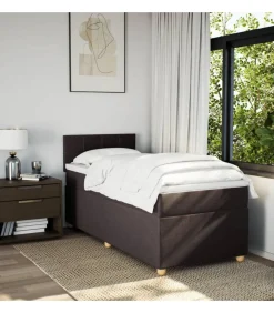 Boxspring met matras stof donkerbruin 90x200 cm