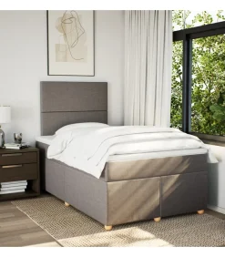Boxspring met matras stof taupe 120x190 cm