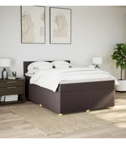 Boxspring met matras stof donkerbruin 140x200 cm