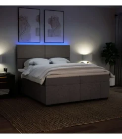 Boxspring met matras stof taupe 200x200 cm