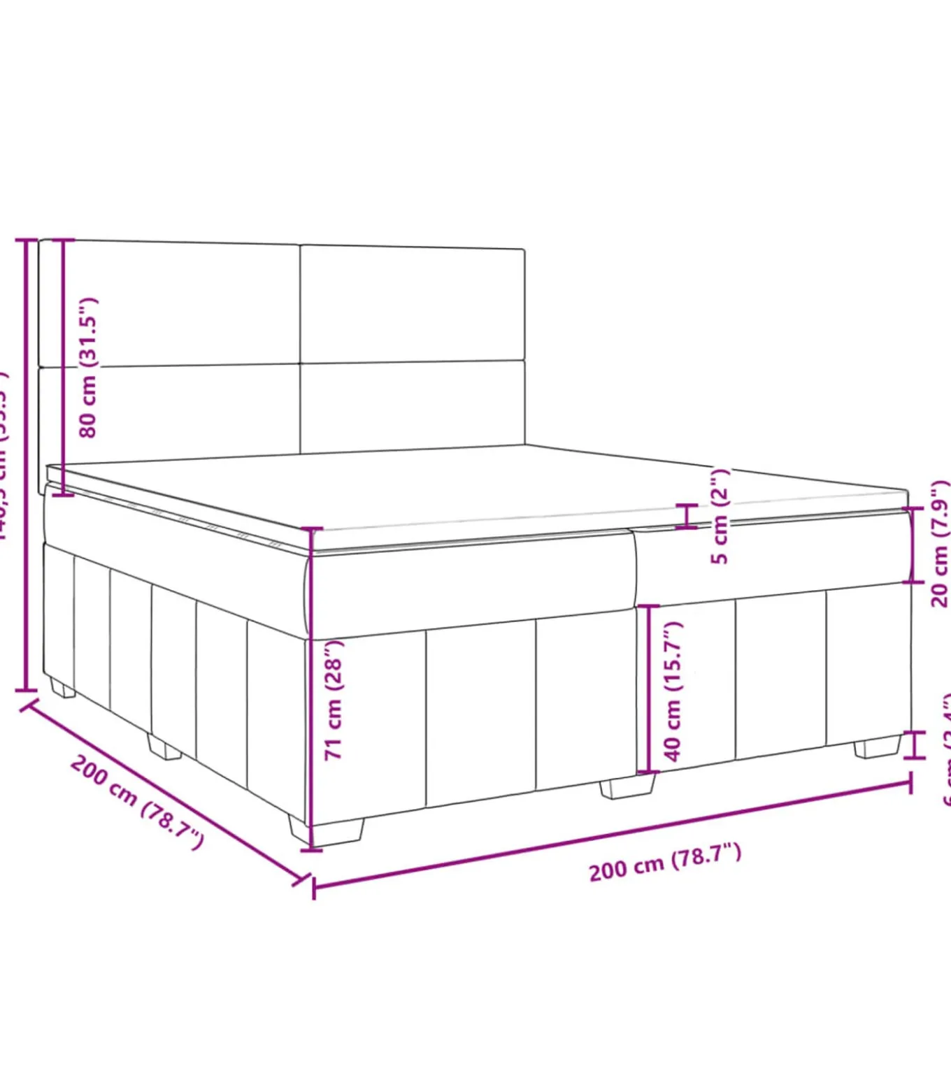 Boxspring met matras stof taupe 200x200 cm