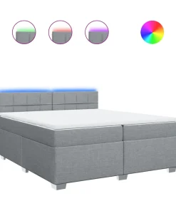 Boxspring met matras stof lichtgrijs 200x200 cm
