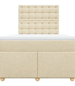 Boxspring met matras stof crèmekleurig 120x190 cm