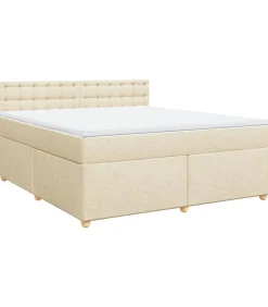 Boxspring met matras stof crèmekleurig 180x200 cm
