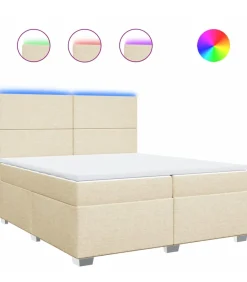 Boxspring met matras stof crèmekleurig 200x200 cm