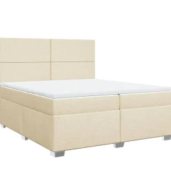 Boxspring met matras stof crèmekleurig 200x200 cm