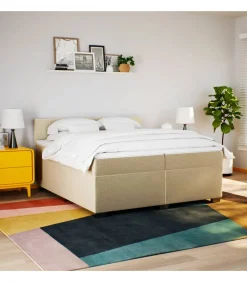 Boxspring met matras stof crèmekleurig 200x200 cm