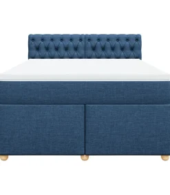 Boxspring met matras stof blauw 140x200 cm