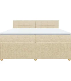Boxspring met matras stof crèmekleurig 200x200 cm